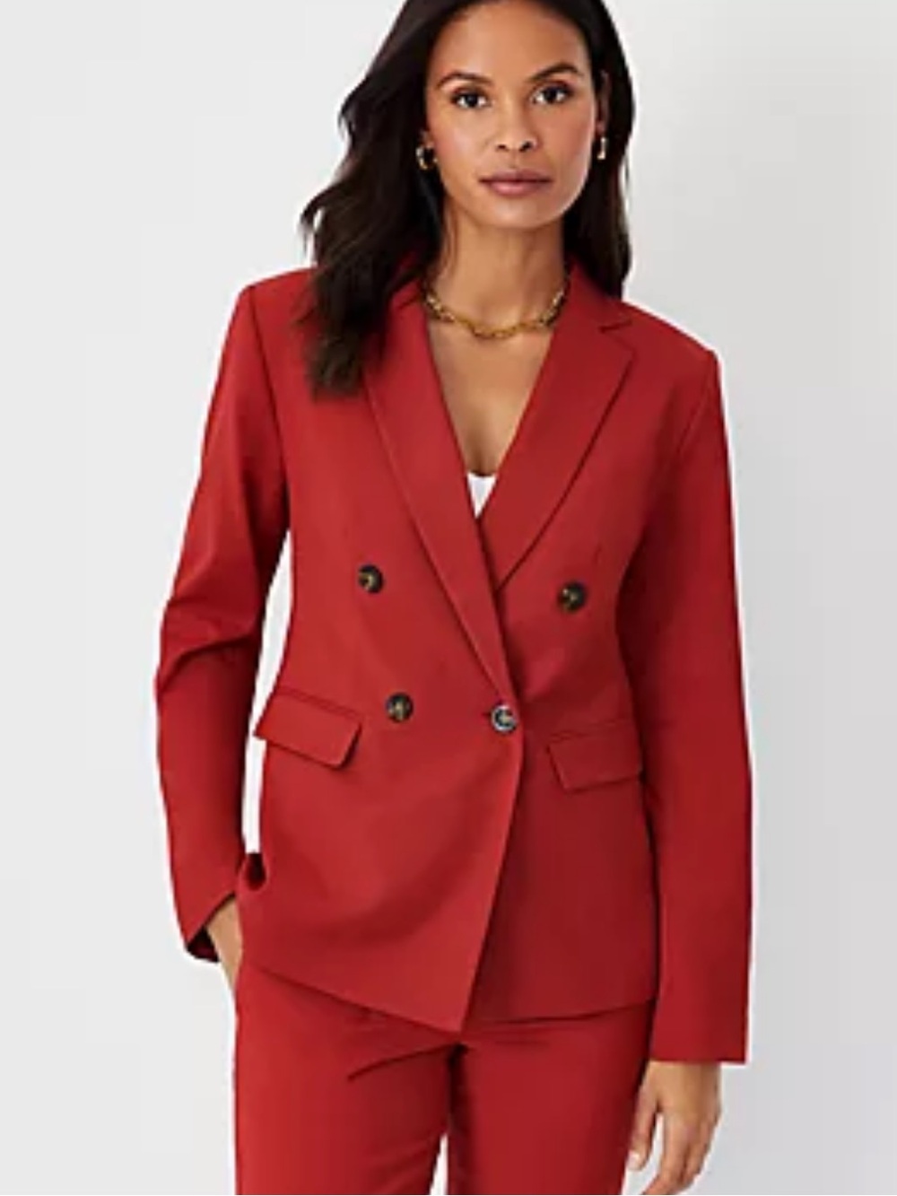 Ann Taylor double breasted wool blazer in brick red women’s sz 6 classic office
